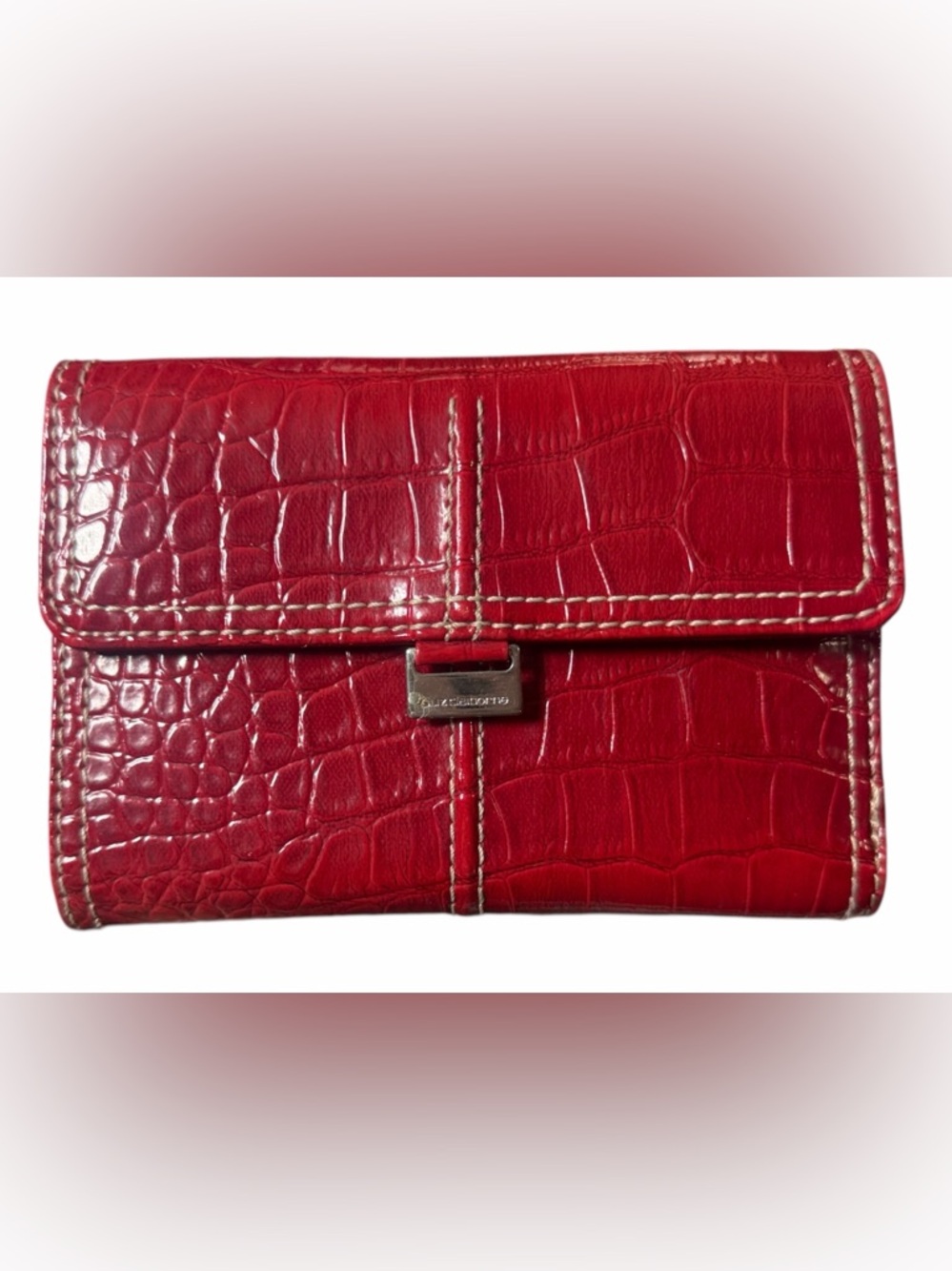 Liz Claiborne Women’s Red Croc-Embossed Leather Clutch